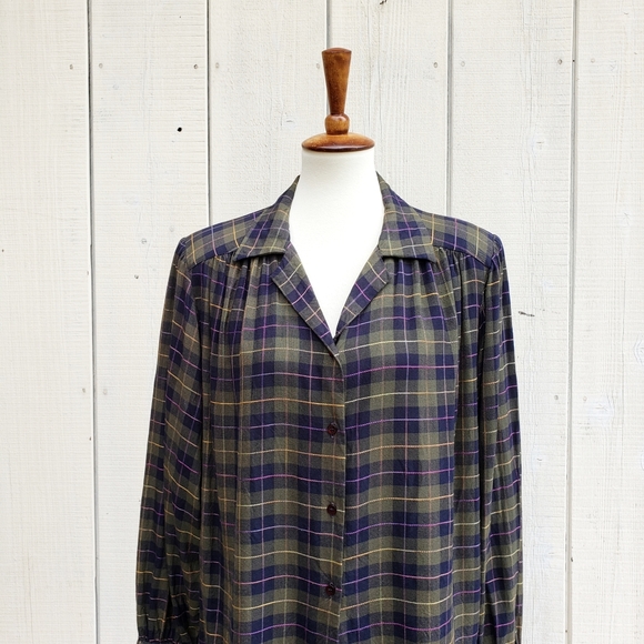 Vintage 80s Emily Check Blouse Size 20W 40 2XL - Picture 4 of 8
